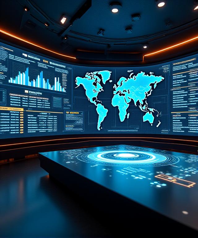 Abstract supply chain command center dashboard